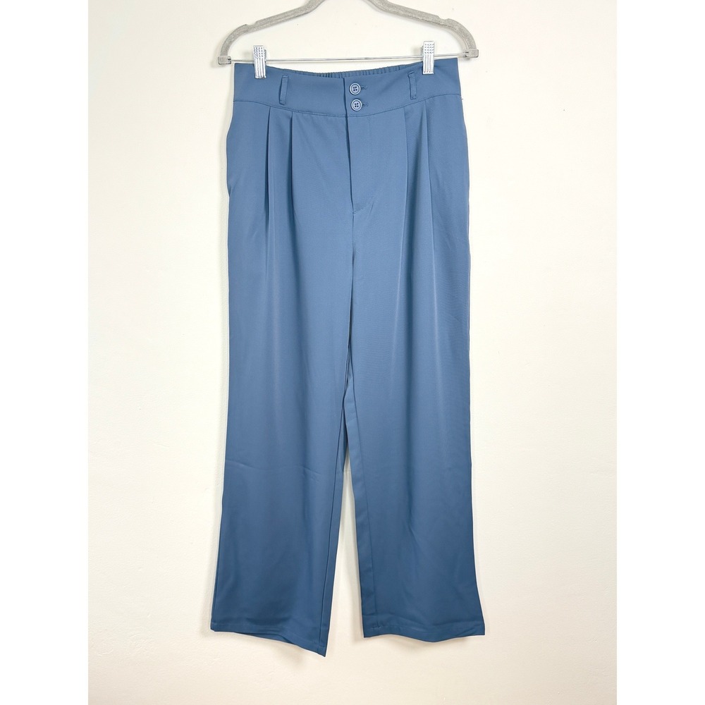 Halara Flex Wide Leg Trousers Womens M Blue Business Casual Pleated High Waisted